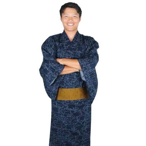 [IKS] JKMAN メンズ浴衣 仕立て上がり 単品 コシノジュンコ (迷彩柄 ネイビー, M)の商品画像（Amazon）