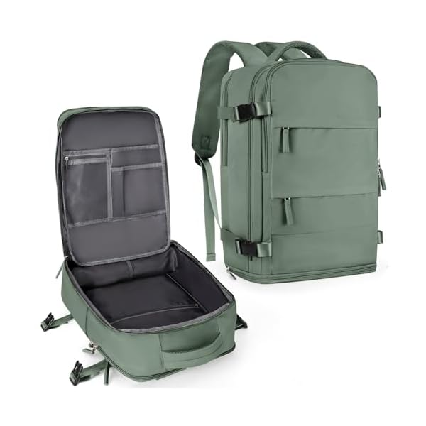 coowoz Travel Backpack For Women Men,Carry On Backpack,Hiking Backpack Waterproof Outdoor Sports Rucksack Casual Daypack Travel Essentials(Olive Green)