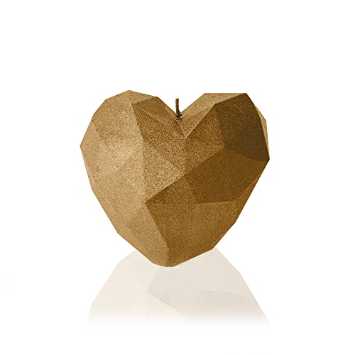Candellana Kerze Herz Low Poly | Höhe: 8 cm | Klassisches Gold | Handgefertigt in der EU, 7,8 x 8 x 9 cm, 5903104880545