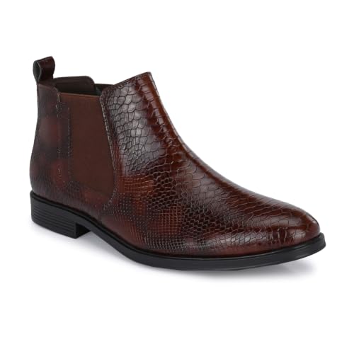 Image of San Frissco Croco Textured Textured Synthetic Upper Cushioned Footbed /Comfortable Fashionable Flexible for Men - (Brown)