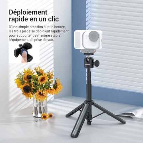Perche selfie extensible Neewer DT001 compacte pour stabiliser les vlogs sur YouTube