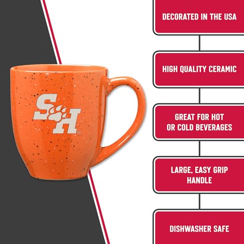 Image of Rico Industries NCAA Sam Houston State Bearkats Orange Personalized 16 oz Team Color Laser Engraved Speckled Ceramic Coffee Mug
