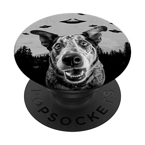 Alien UFO divertido Texas Heeler amante de los perros, hombres, mujeres y niños PopSockets PopGrip Intercambiable
