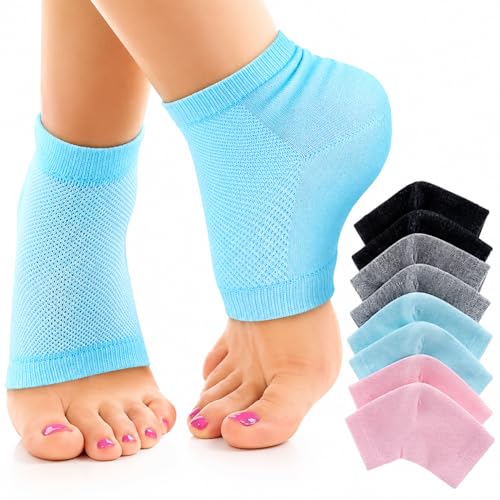 Image of Meliora Silicone Gel Heel Socks for Dry Hard Cracked Heel Repair Pad, Swelling & Pain Relief, Cushion Support, Foot Care, Ankle Protection, Plantar Fasciitis for Men and Women (Blue, 2)