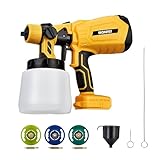 IRONFIST Cordless Paint Sprayer, for DEWALT 20V Battery Brushless HVLP Electric Paint Gun with 1000ML Container, 3 Patterns, 4 Size Nozzles (Battery NOT Included) Yellow