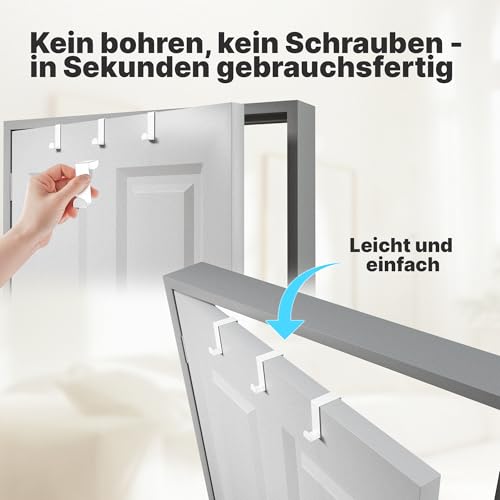 Minismus Türhaken zum Einhängen, Edelstahl, 4er Set, Kleiderhaken, Weiß – Ansicht 6