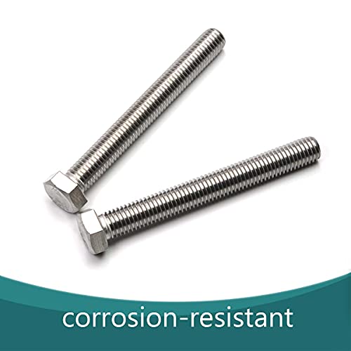 Image of Heyiarbeit M12 Hex Bolt M12-1.75 x 100mm UNC Hex Head Screw Bolts 304 Stainless Steel Fully Threaded Hex Tap Bolts 2pcs