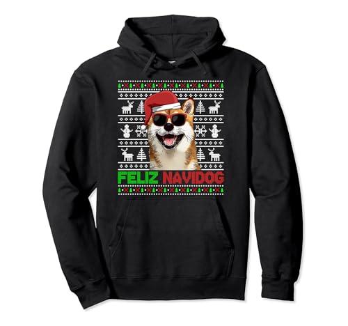 Shiba Inu Perro Feliz Navidog Divertido Navidad Sudadera con Capucha