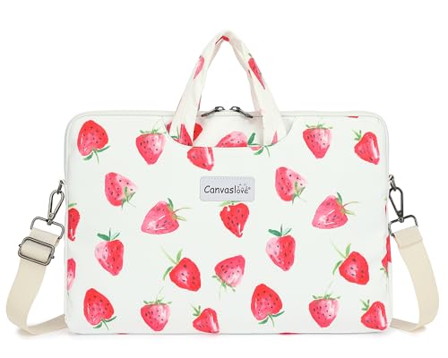 Canvaslove Water Resistant Laptop Shoulder Sleeve Case Bag for MacBook Pro 16 inch and 15.6 inch and 16 inch laptop (Strawberry)