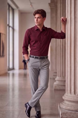 Image of Peter England Men's Premium Formal Stretchable Knit Super Slim Fit Trouser | Comfort Lycra | 360-Degree Stretch
