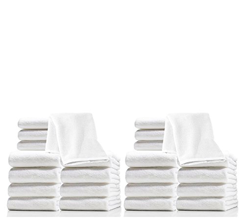 24 LCL Beauty Premium Ultra-soft White Microfiber Gentle Exfoliating Facial Towels Wash Cloths