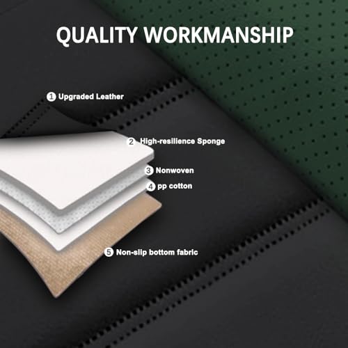 Image of 5 Seat Covers for Hyundai Santa Fe XL 2001-2024,Premium Nappa Leather Car Seat Covers Car Seat Cushions,Waterproof Soft Seat Covers for Cars,Interior Accessories with Airbag(Luxury-Black&Green)