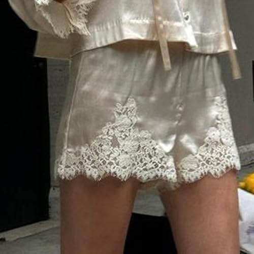 Women Satin Silk Lace Trim Shorts Silky Low Rise Boxer Shorts Y2k Teen Girls Cute Coquette Lounge Slip Bottoms3