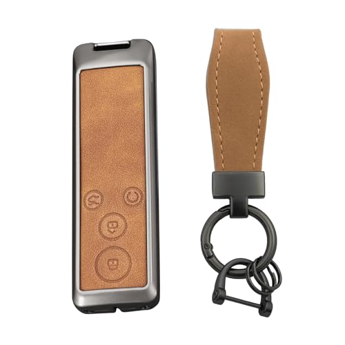 Coque clé BYD ATTO 3 haut de gamme en cuir véritable et alliage marron chic
