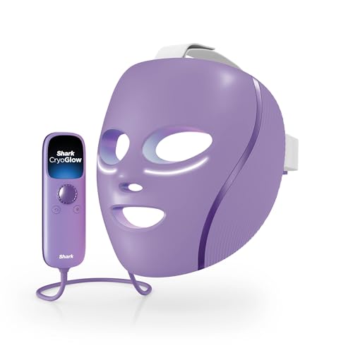 Shark CryoGlow LED Face Mask with Under-Eye Cooling Anti-Ageing & Blemish Repair Red & Blue LED Infrared Light Therapy USB-C Remote Control Storage Bag Adjustable Straps FW312UKPR