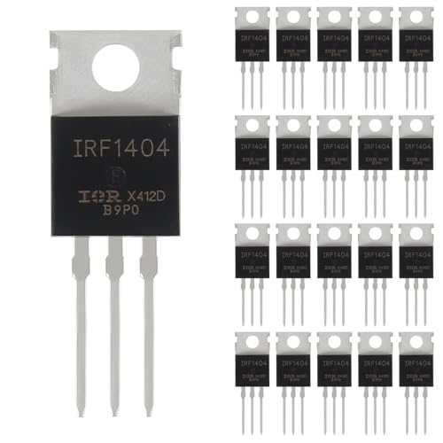 ACEIRMC 20pcs IRF1404 N-Channel TO-220 Plug-in N-Channel 40V 160A 333W for Automobile Electric Vehicle Solar Panel LED Lighting Audio Amplifier