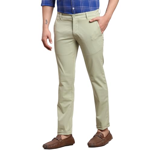 Image of Parx Men's Solid Pattern Lrt Cotton Blend Flat Front Casual Trouser