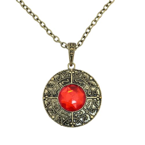 Chaks -Vampir Kette mit Anhänger, Gothic Schmuck aus Metall, Vintage Kostüm Accessoires für Halloween und Cosplay, Rot