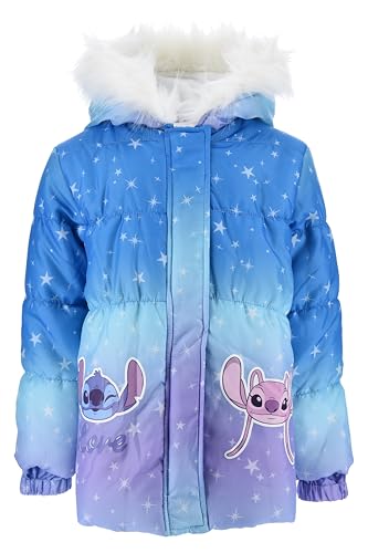 Disney Stitch Abrigo para Niñas, Chaqueta Acolchada de Invierno