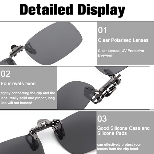 Image of Clip on Polarized Night Vision Driving Glasses Flip up Sunglasses UV-400 to Wear Over Glasses for Night Driving