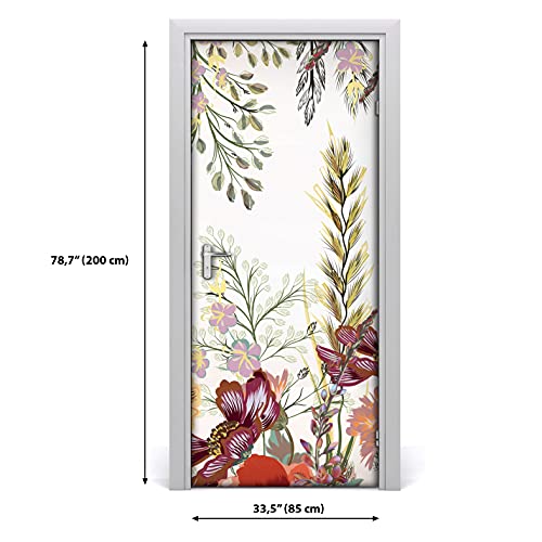 Autocollant de porte masquer les rayures papier peint auto-adhésif imperméable fleurs