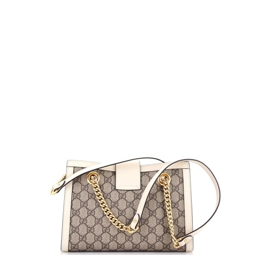 Pre-Loved Padlock Chain Tote GG Coated Canvas with Leather Small, White3