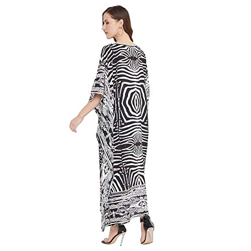 Image of Oussum Women Plus Size Kaftan Kimono Loose Maxi summer dresses for women Beach 3 /4 Sleeve Casual lounge dress Boho