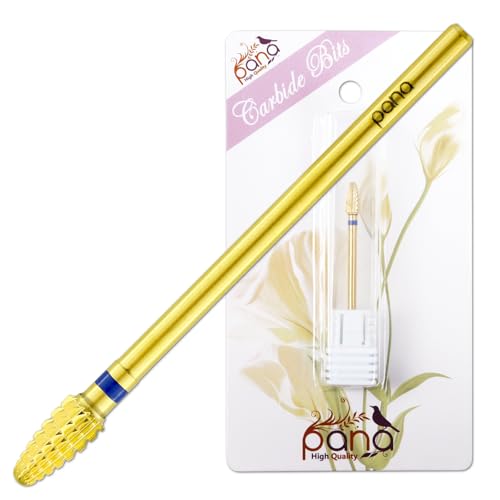 Pana 3/32" Safety Bit Nail Carbide Bit - For Electric Dremel Drill Machine (Medium, Mini Cone - Gold)