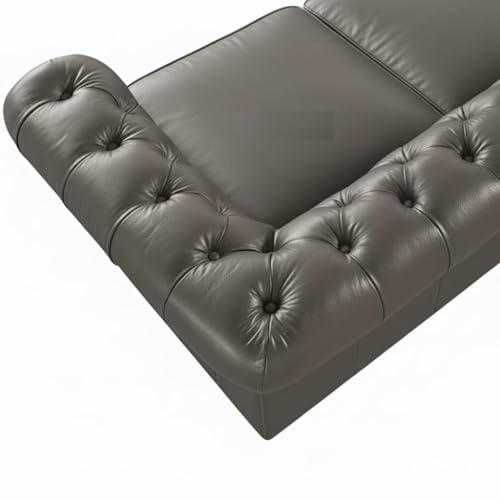 Image of A to Z Furniture Classic 3+2=5 Seater Sofa Set Luxury Chesterfield Leatherette Sofa in for Home Living Room & Office (3+2+1=6 Seater Sofa Grey)
