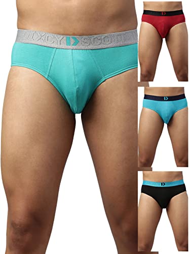 Image of Dixcy Scott Men's 100% Cotton Fabric with Anti Microbial Finish Solid Brief - Husstle Breif- Assorted - Print & Color May be Vary (Pack of 4)