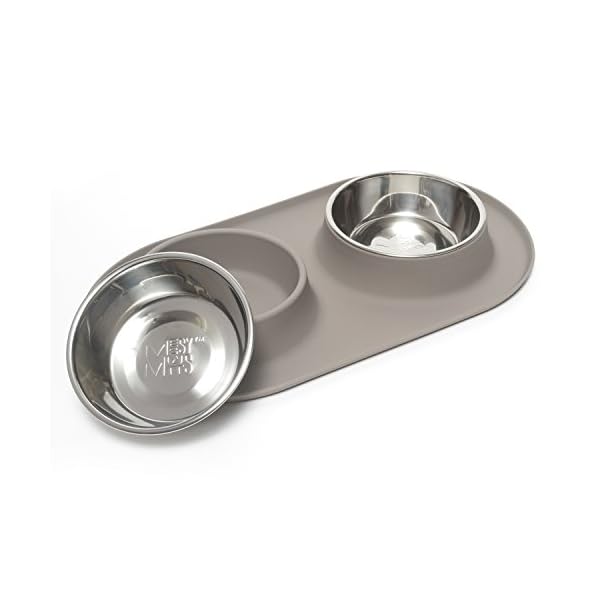 Messy Mutts Double Silicone Feeder with Stainless Bowls | Non-Skid Food Dishes for Dogs for All Pets | Dog Food Bowls | Medium, 1.5 Cups Per Bowl | Grey Messy Mutts Double Silicone Feeder with Stainless Bowls | Non-Skid Food Dishes for Dogs for All Pets | Dog Food Bowls | Medium, 1.5 Cups Per Bowl | Grey