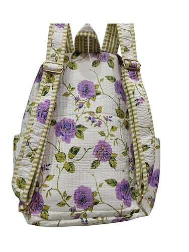 Image of Doraya Cotton Quilted Unisex Backpack Hand Block Floral Printed Design Stylish Eco-Friendly Bag for School, Travel, and Everyday Adventures
