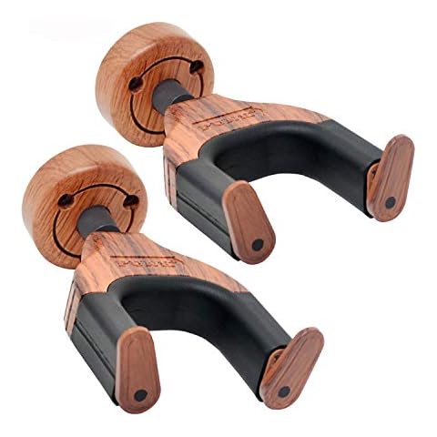 PUNK Guitar Hanger Wall Mount Hook with Auto Lock Safe for All Guitars Bass Violins Mandolins Ukulele Wood Look Design Cover
