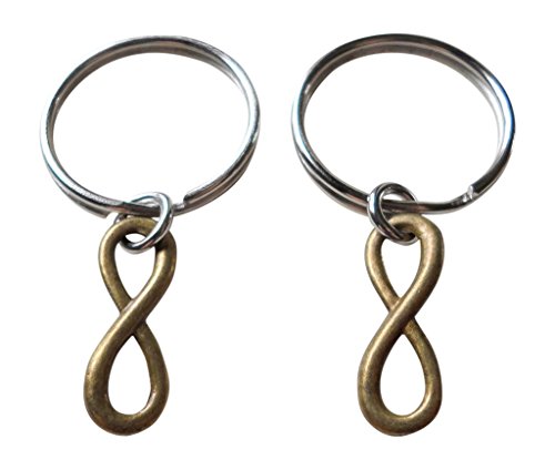 Preisvergleich Produktbild Doppel-Schlüsselanhänger Set Kleine Bronze Unendlichkeit Symbol Schlüsselbund - You and Me for Infinity Sie und ich für die Unendlichkeit; Paare Schlüsselbund