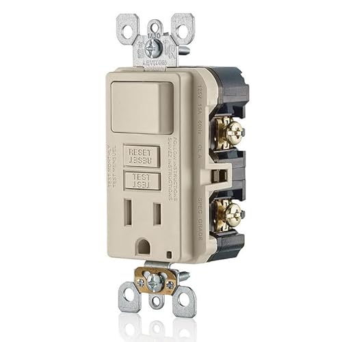 image for Leviton GFCI Combination Outlet with Switch, 15 Amp, Self Test, Tamper
