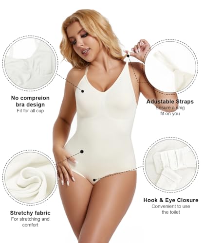Image of MOVWIN Women's Bodysuit Tummy Control Shapewear Seamless Racerback Body Suit Body Sculpting Shaper Tank Top