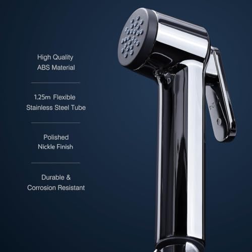 Image of Colston Premium Health Faucet for Bathroom | Made of ABS & SS 304 | Comes with 1.25-Meter Stainless Steel Tube | Wall Mounted Jet Spray for Toilet