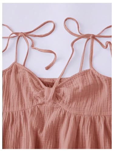 Image of SOLY HUX Women's Summer Mini Sun Dress Cami Tie Shoulder Babydoll Dresses | A Line, Y2k, Cute, Casual, Babydoll Dresses