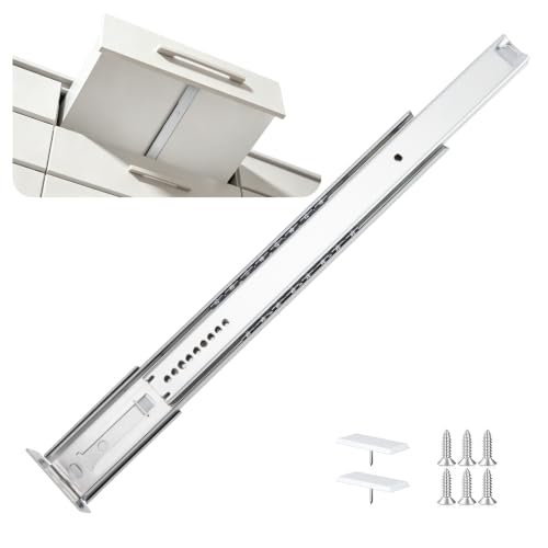 LONTAN 1 Pcs Center Mount Drawer Slides Bottom Mount for Cabinet and Dresser 14 Inch Heavy Duty Drawer Rails 9.74 Extension Glide Track