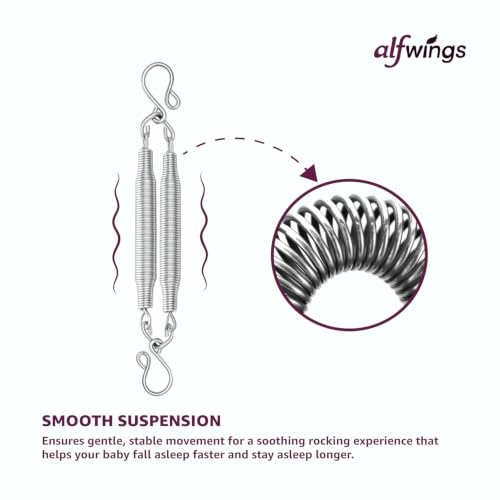Image of Combo Set Baby Cradle Spring and Hanger | Up to 20 Kg | for Swing Jhula Straight Hanging Spring for, Thottil Hook Jhoola Palna (Silver, Center Hole)