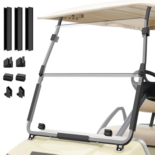 CLUBRALLY Golf Cart Windshield for Club Car DS 2000.5-UP,Foldable UV-Protective Acrylic Club Cart Windshield with Installation Kit - Clear