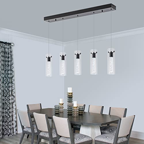 Image of Black 5-Light Pendant Lights for Kitchen Island