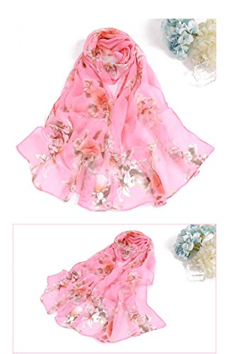 Women's Polyester Chiffon Scarf Neck Printing Floral Country Style Lightweight Scarves for Ladies and Girls2