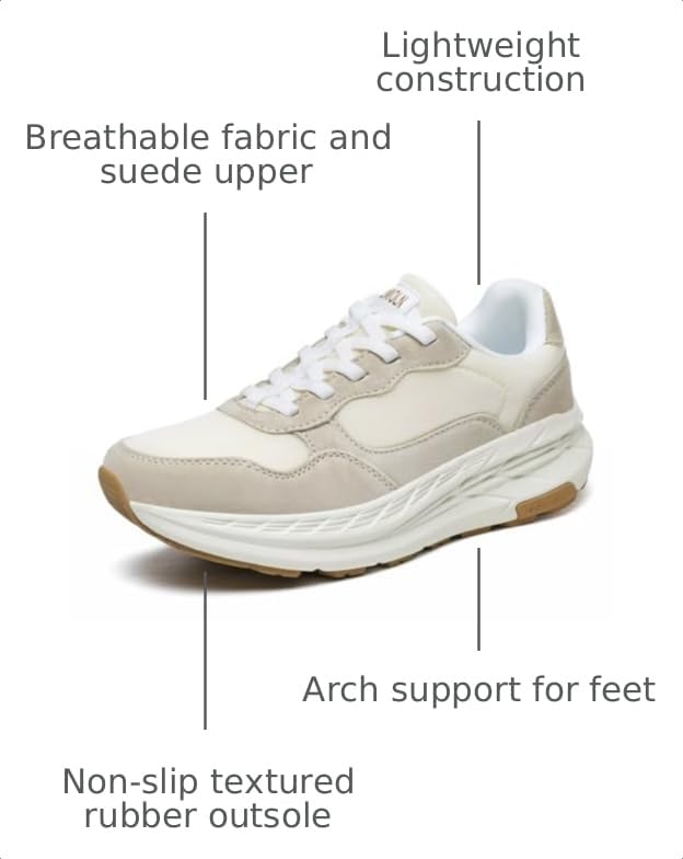 Image of GSLMOLN Women's Casual Walking Shoes Breathable Non Slip Tennis Cushion Fashion Gym Sneakers
