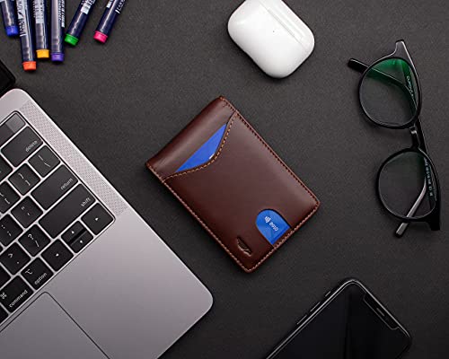 POCKT Slim Bifold Wallet for Men with Money Clip - Minimalist Leather RFID Blocking Front Pocket Mens Wallets | Chocolate3