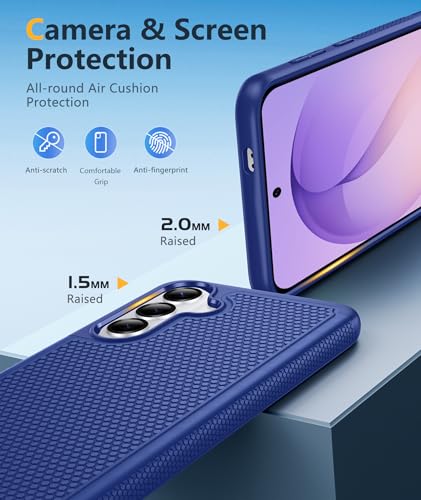 Image of FNTCASE for Samsung Galaxy S26 Case: Military Grade Drop Protection, 14ft Drop Protective, Screen Protector Included, Anti-Slip Textured TPU+PC Dual Layer Shockproof Phone Case Cover (Navy Blue)