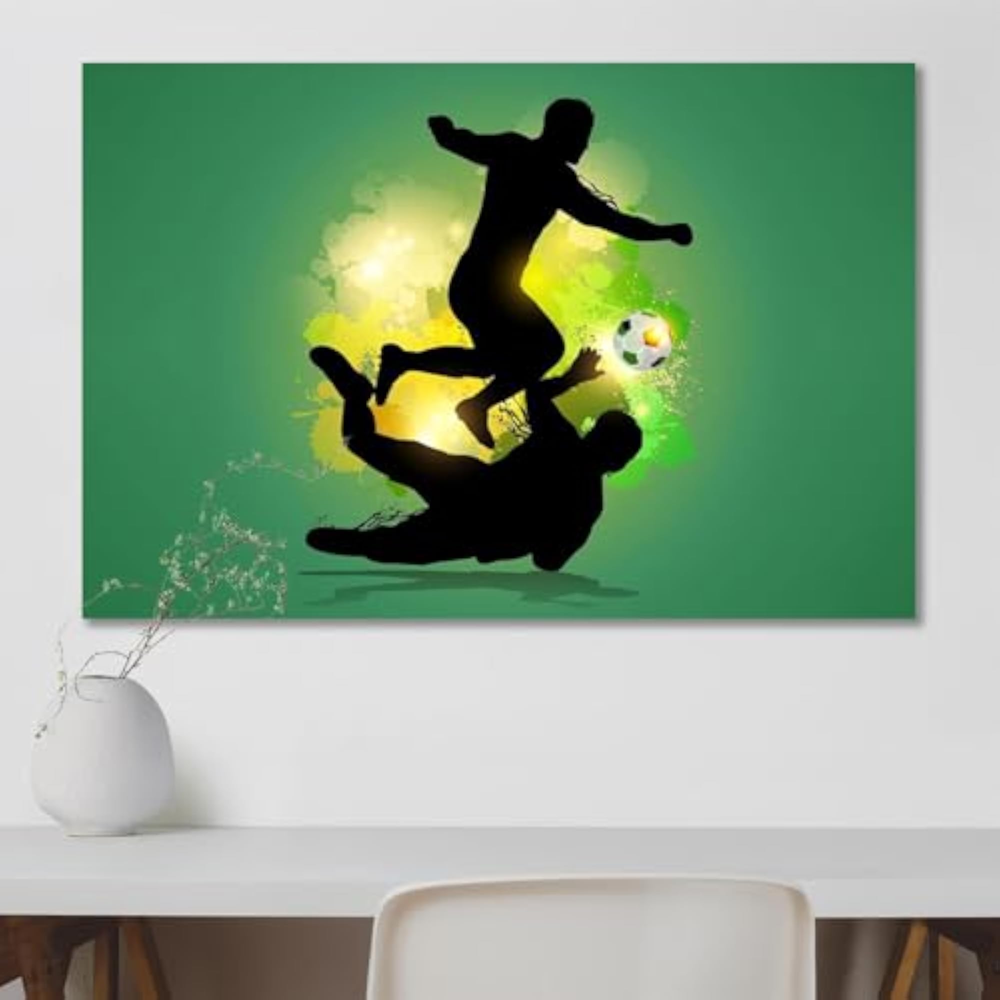 Soccer Player Dribbles Through Goalkeeper Wall Sticker