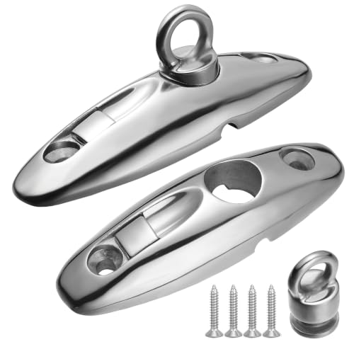 DIALESHU Quick Release Boat Fender Hanger, 360 Degree Swivel Bimini Top Deck Hinge for Straps 316 Stainless Steel, 3.17-inch Length, Include Screws (Pack of 2)