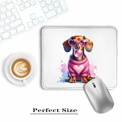 XUNLURY Dachshund Dog Mouse Pad, Pink Bubble Gum Weiner Dog, 9.5x7.9 Inch — view 3
