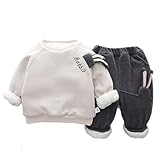 [YJSO] 春秋服 トレーナー 上下2点セット 男の子 スウェット ガールズ 長袖 tシャツ セットアップ 子供服 80 キッズ ジャージ パーカー ロングパンツ スポーツウェア 可愛い 韓国風 カジュアル スポーツ ファッション 部屋着 おしゃれ オフホワイト